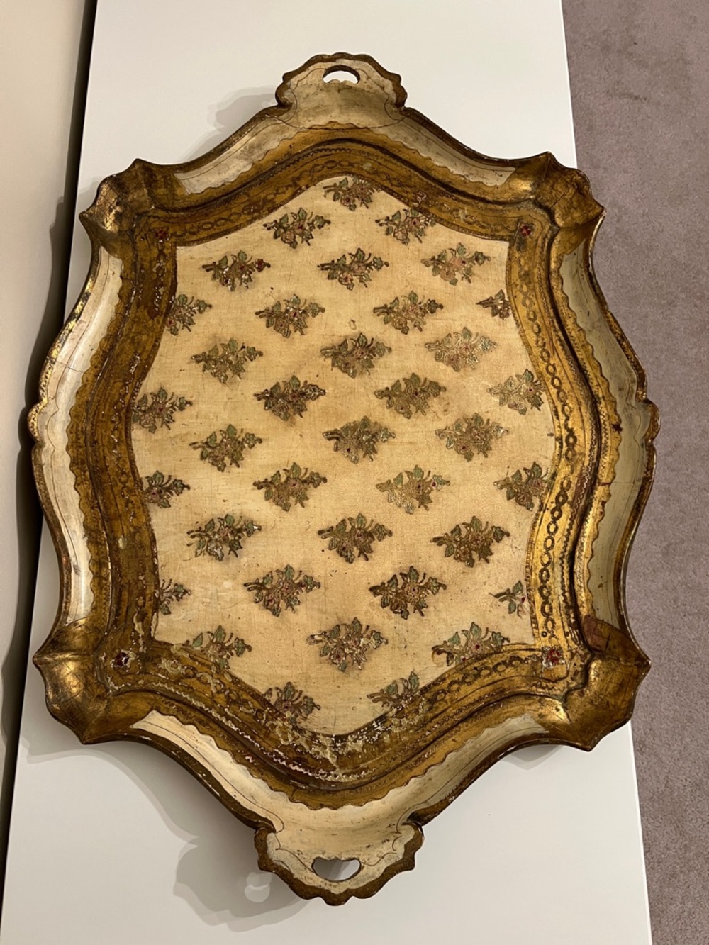 Gilded Florentine Vintage Ornate Italian Wood Serving Tray